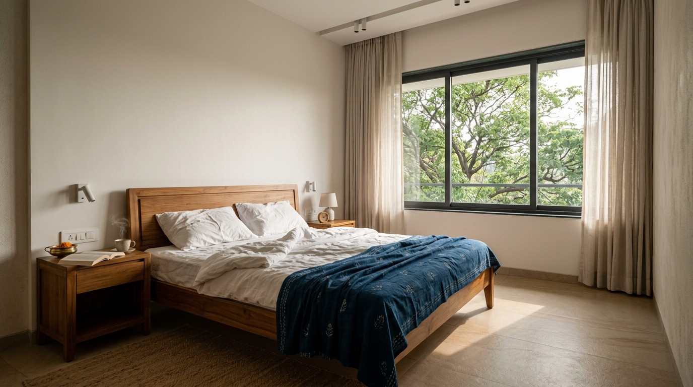 First floor bedroom with morning light